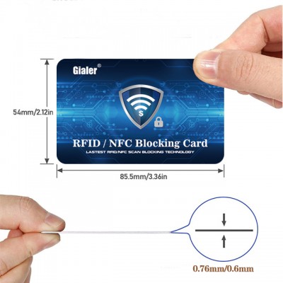 Supper thin 0.7mm CR80 Oem Custom small Rfid NFC Blocker Card Travel Security Id Card Safe Blocking Card in wallet