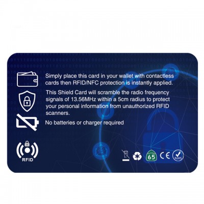 Professional wallet anti theft signal blocking RFID Credit Card Blocker with CE RoHS certificate