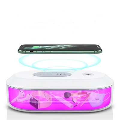 Chinese 15W fast wireless charging uv cell phone sanitizer sterilizer portable disinfection with Aroma Diffuser